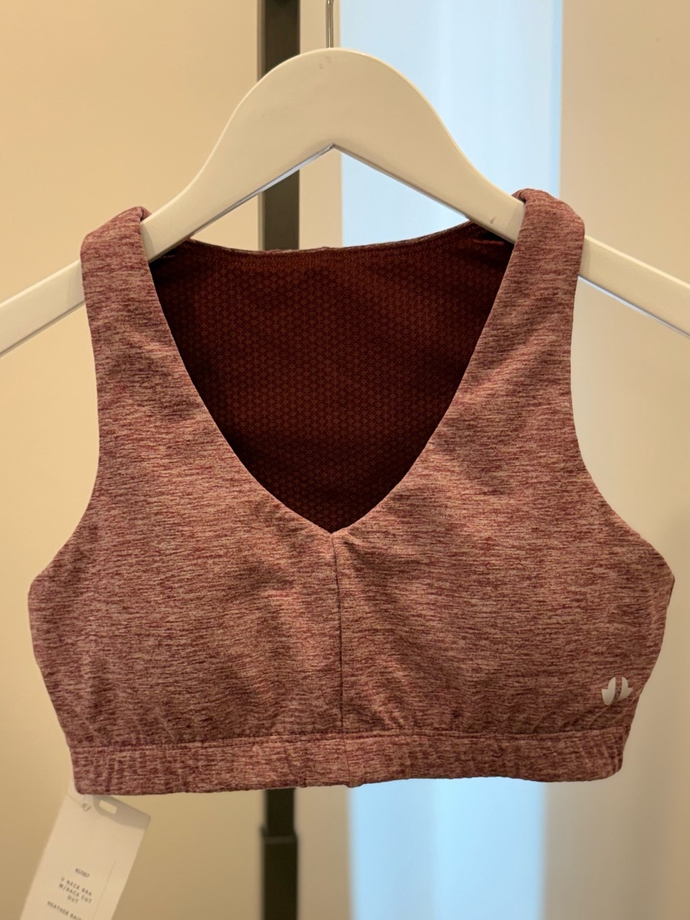 Thrive Société V Neck Bra W/Back Cut Out - Heather Raisin